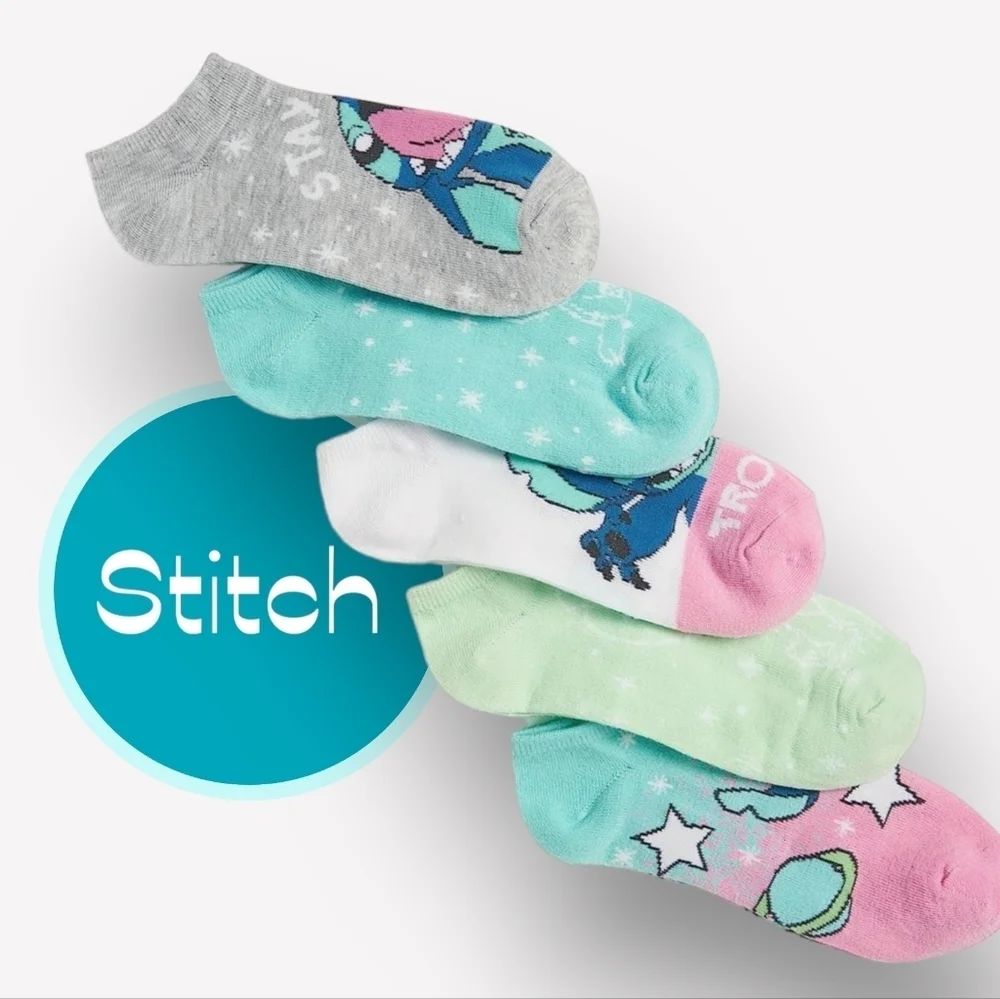 NWT Disney Stitch Teal Blue Not Shows Socks Sz 6 / 10